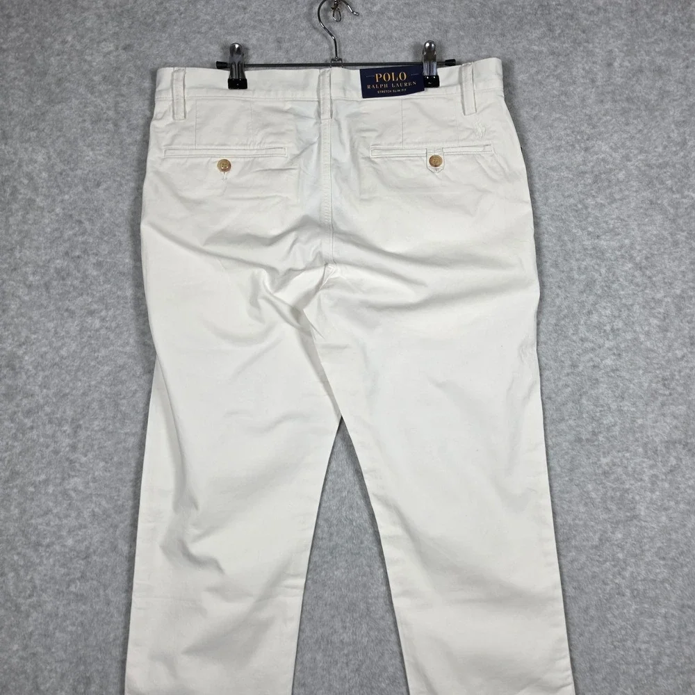 Polo Ralph Lauren Pants Mens Sz 32x30 Ecru Slim Stretch Chino Office Preppy NEW